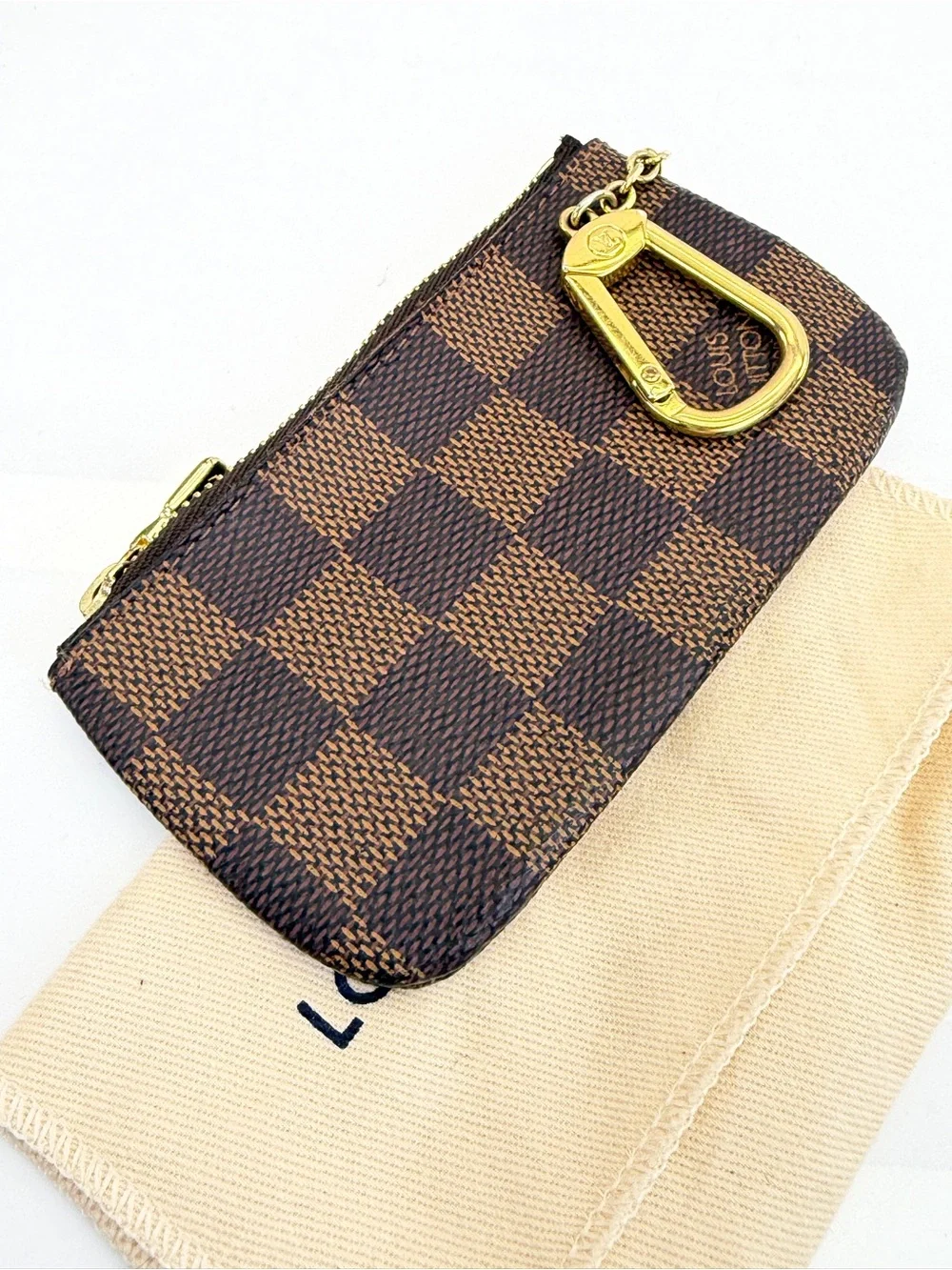 Louis Vuitton Damier Ebene Key Coin Pouch Cles Brown